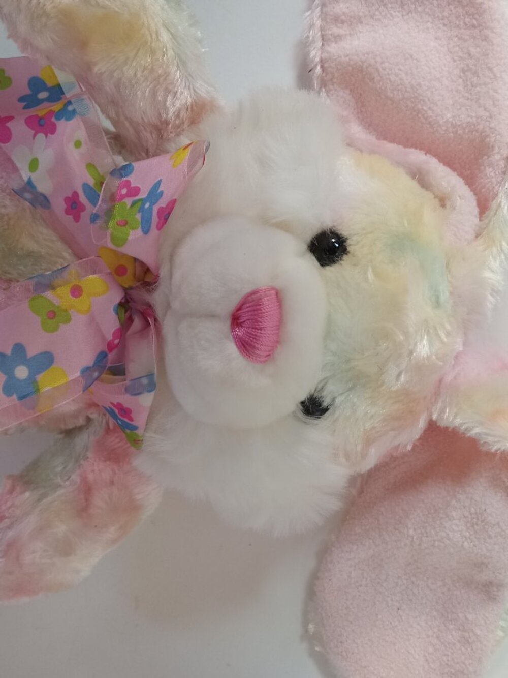 Pink Easter Bunny Rabbit Plush Floppy Carrot Foot Pastel Silky Walmart Tie-Dye - Picture 4 of 12